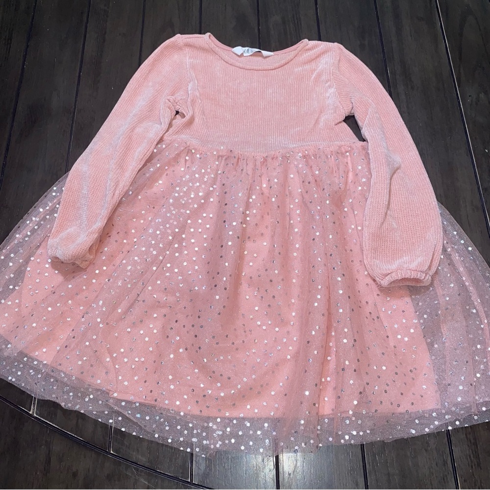 H&M Pink Tulle Longsleeve Girls Dress size 6x 7